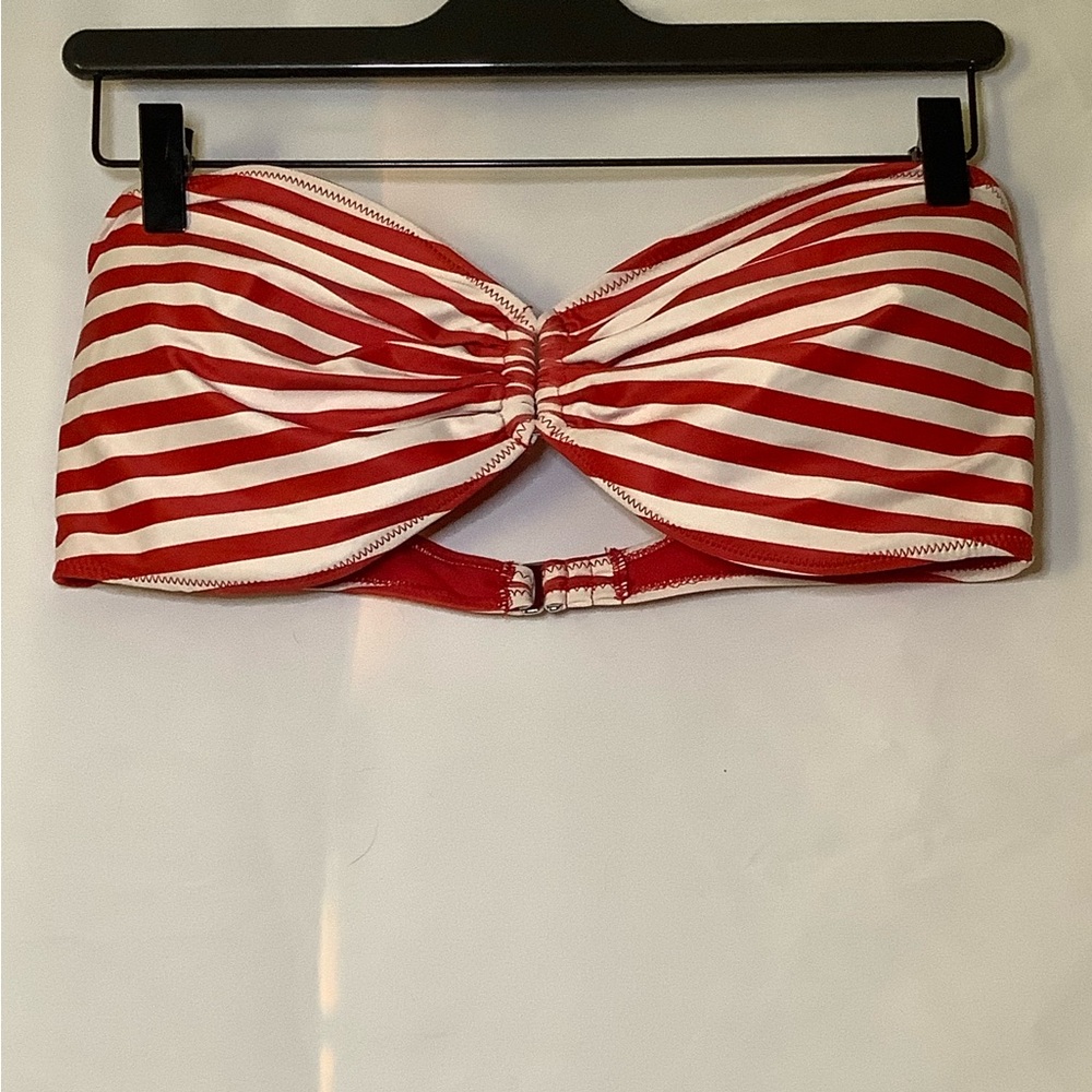 🔥Red and White Striped Bandeau Top